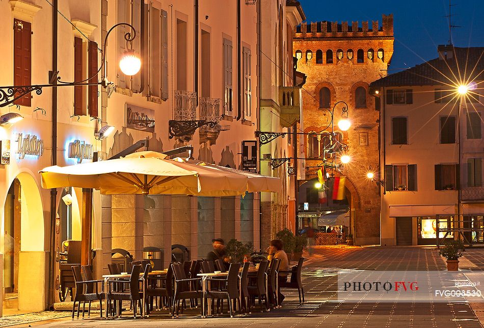 Raimonda Tower gate in Piazza del Popolo in San Vito al Tagliamento, Friuli Venezia Giulia, Italy, Europe