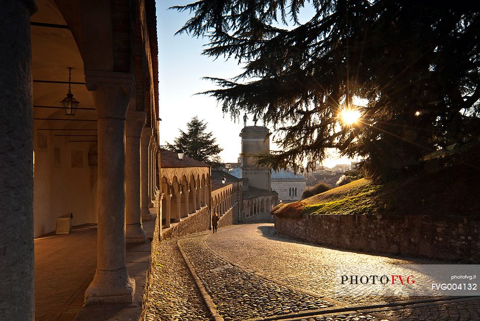 Loggia Lippomano or Colonnade Lippomano, stairway to the castle, Udine, Friuli Venezia Giulia, Italy, Europe