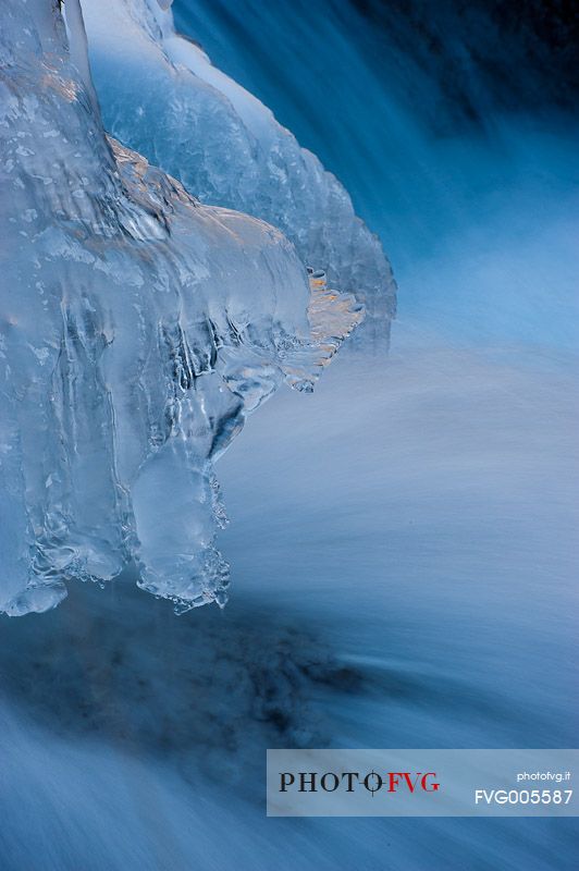 Ice on river, Visdende valley, Veneto, Italy