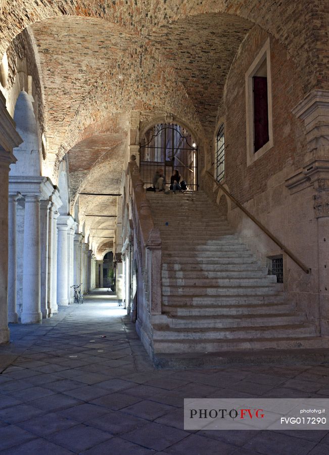 The loggia of the Basilica Palladiana, a Renaissance building in the central Piazza dei Signori in Vicenza, Unesco heritage, Veneto, Italy, Europe