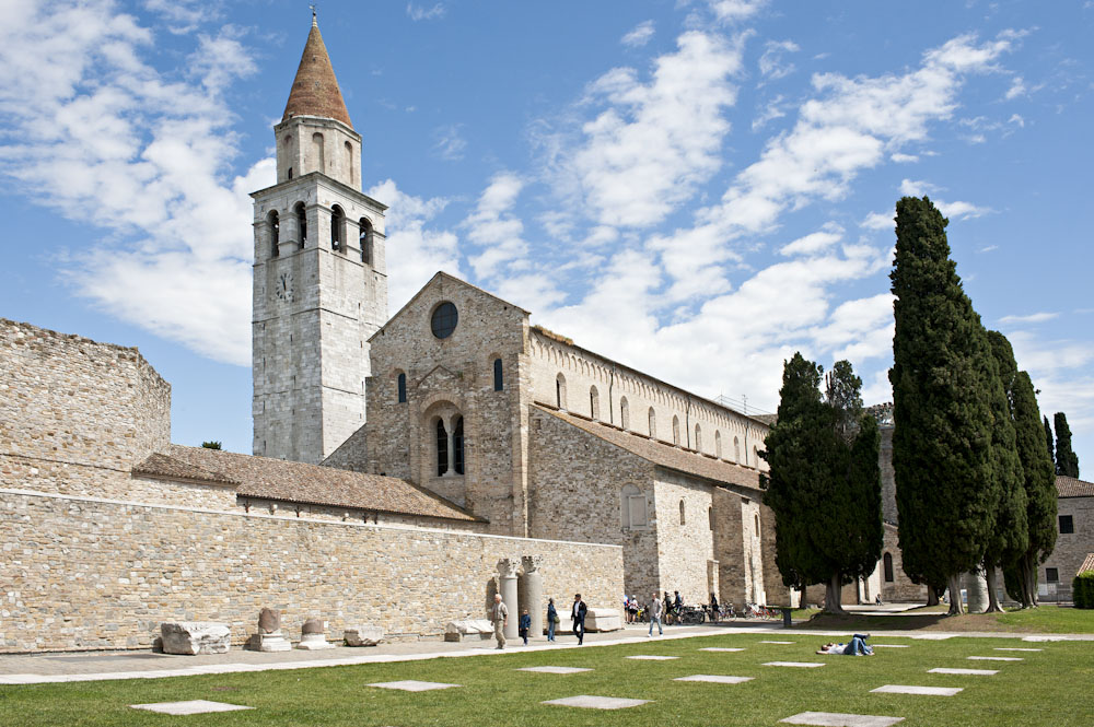 The  Santa Maria Assunta Basilica, Patriarchal Basilica of Aquileia, symbol of the city and Unesco Heritage. Friuli Venezia Giulia, Italy, Europe