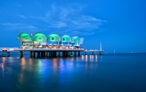 Terrazza Mare by night, Lignano Sabbiadoro, Friuli Venezia Giulia, Italy, Europe