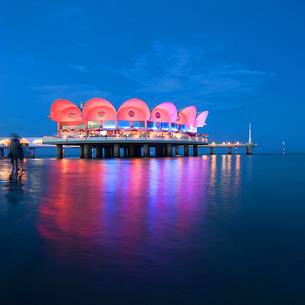 Terrazza Mare by night, Lignano Sabbiadoro, Friuli Venezia Giulia, Italy, Europe