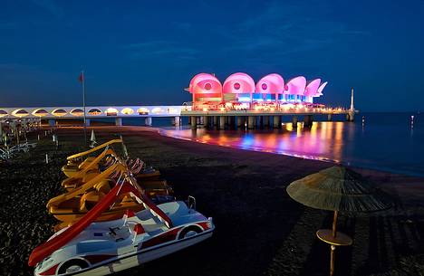 Terrazza Mare by night, Lignano Sabbiadoro, Friuli Venezia Giulia, Italy, Europe