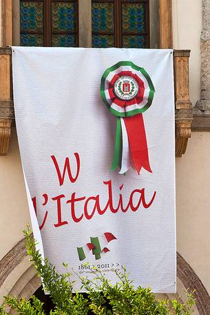 Celebrations for the 150th anniversary of the unification of Italy, Piazza del Popolo in San Vito al Tagliamento, Friuli Venezia Giulia, Italy, Europe