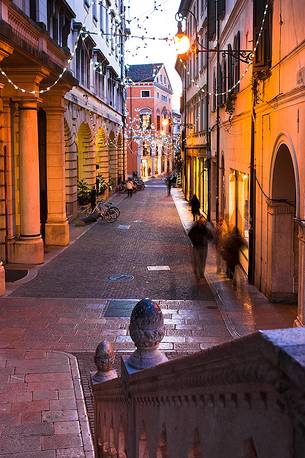 Christmas lights in the city center in Udine, Friuli Venezia Giulia, Italy, Europe