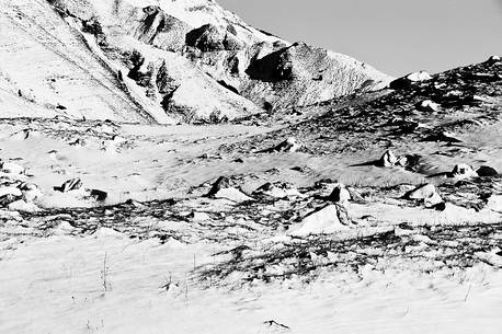 Graphic elements created by the snow in Piancavallo, Friuli Venezia Giulia, Italy, Europe