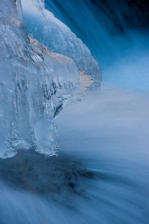 Ice on river, Visdende valley, Veneto, Italy