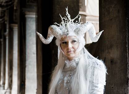 Girl in carnival costume in Venice, Italy