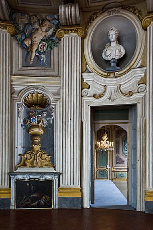Inside room of the Savoy Residence for Hunting and Feasts of 1729. The Palazzina Hunting Residence is one of the most important monuments of Turin. It is unesco world heritage site. Palazzina di Stupinigi, Turin, Italy Inside room of the Savoy Residence for Hunting and Feasts of 1729. The Palazzina Hunting Residence is one of the most important monuments of Turin. It is unesco world heritage site. Palazzina di Stupinigi, Turin, Italy
