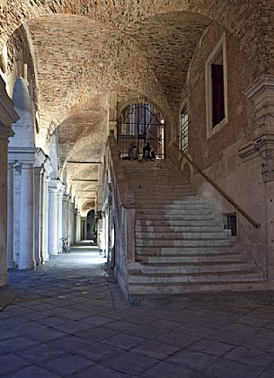 The loggia of the Basilica Palladiana, a Renaissance building in the central Piazza dei Signori in Vicenza, Unesco heritage, Veneto, Italy, Europe