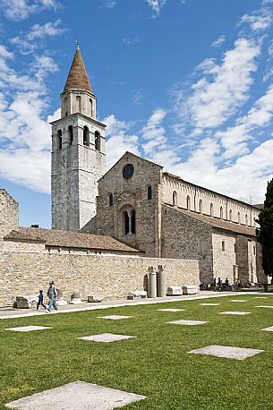 The  Santa Maria Assunta Basilica, Patriarchal Basilica of Aquileia, symbol of the city and Unesco Heritage. Friuli Venezia Giulia, Italy, Europe