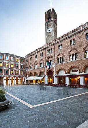 The Palazzo del Podesta and the Civic Tower in Piazza dei Signori, the main square of Treviso, Veneto, Italy, Europe