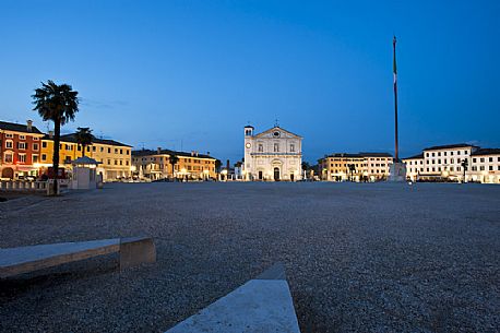 Piazza Grande square in Palmanova, Unesco World Heritage. Historic city and national monument of Friuli Venezia Giulia, Italy