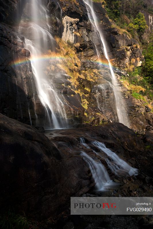 Acquafraggia waterfalls, Bregaglia valley, Lombardy, Italy