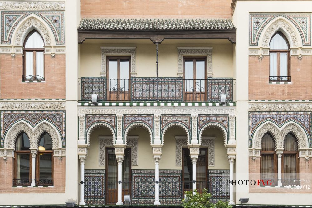 Typical Andalusian architecture in Seville, Andalusia, Spain