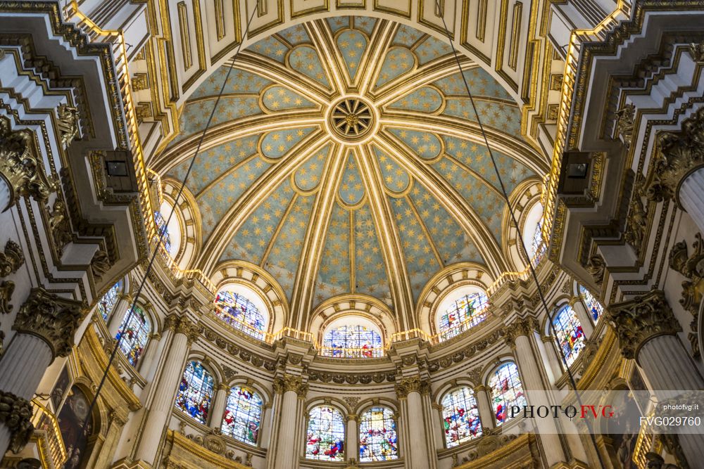 Interior of the dome of Granada cathedral, Spain