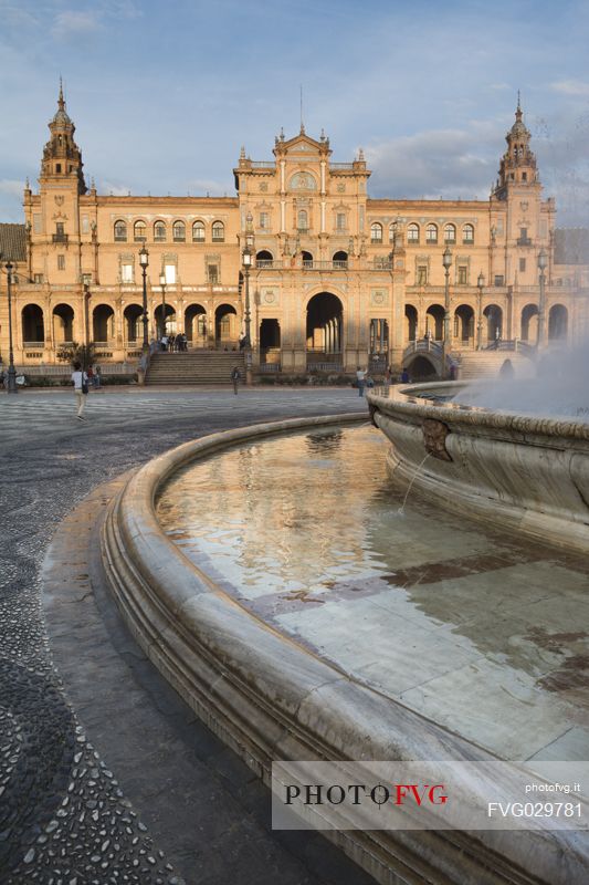 Fountain of Plaza de Espana in Seville, Spain