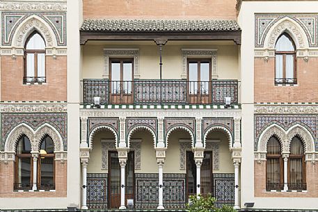 Typical Andalusian architecture in Seville, Andalusia, Spain