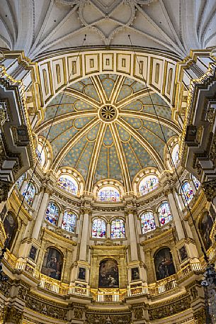 Interior of the dome of Granada cathedral, Spain