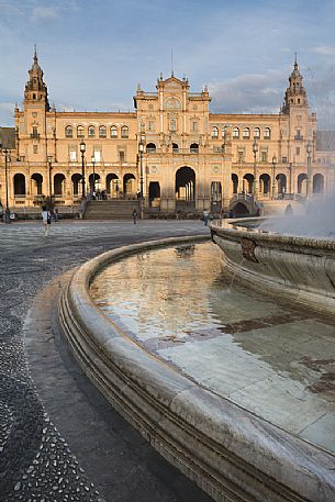 Fountain of Plaza de Espana in Seville, Spain