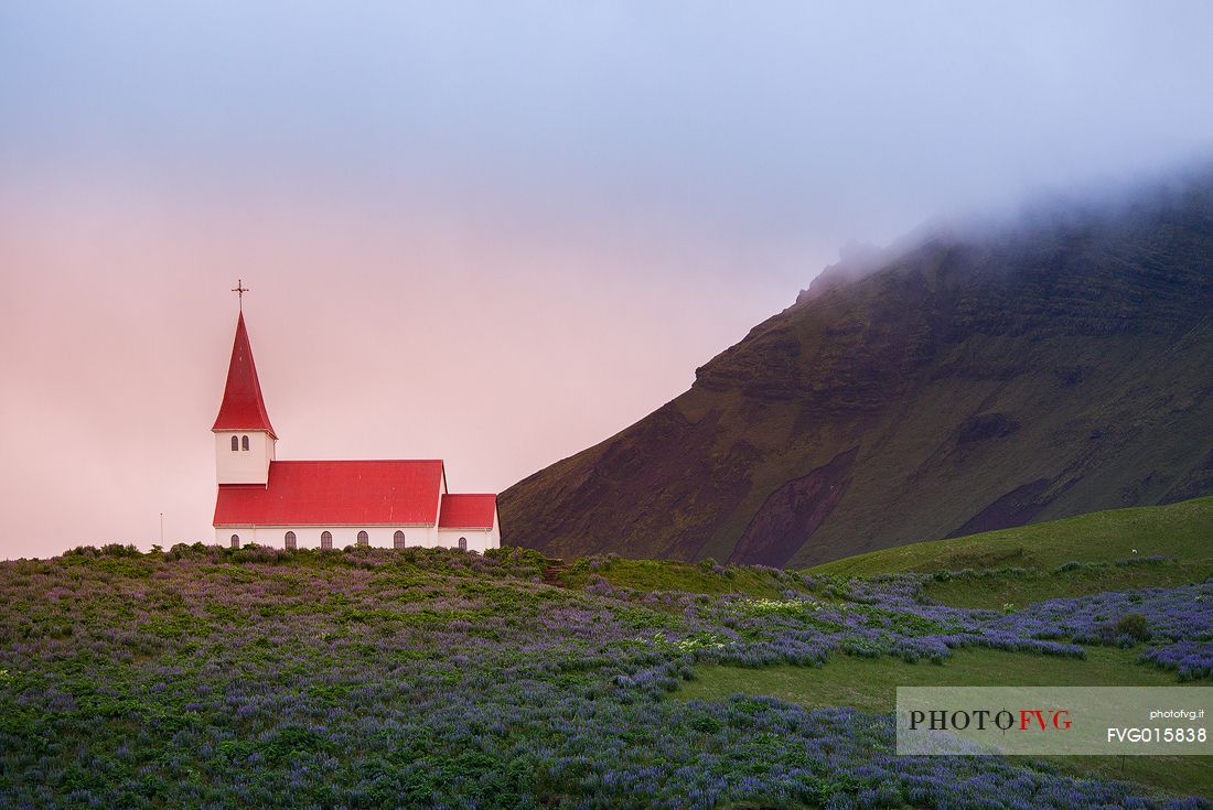 The church of the little village of Vik in Iceland 