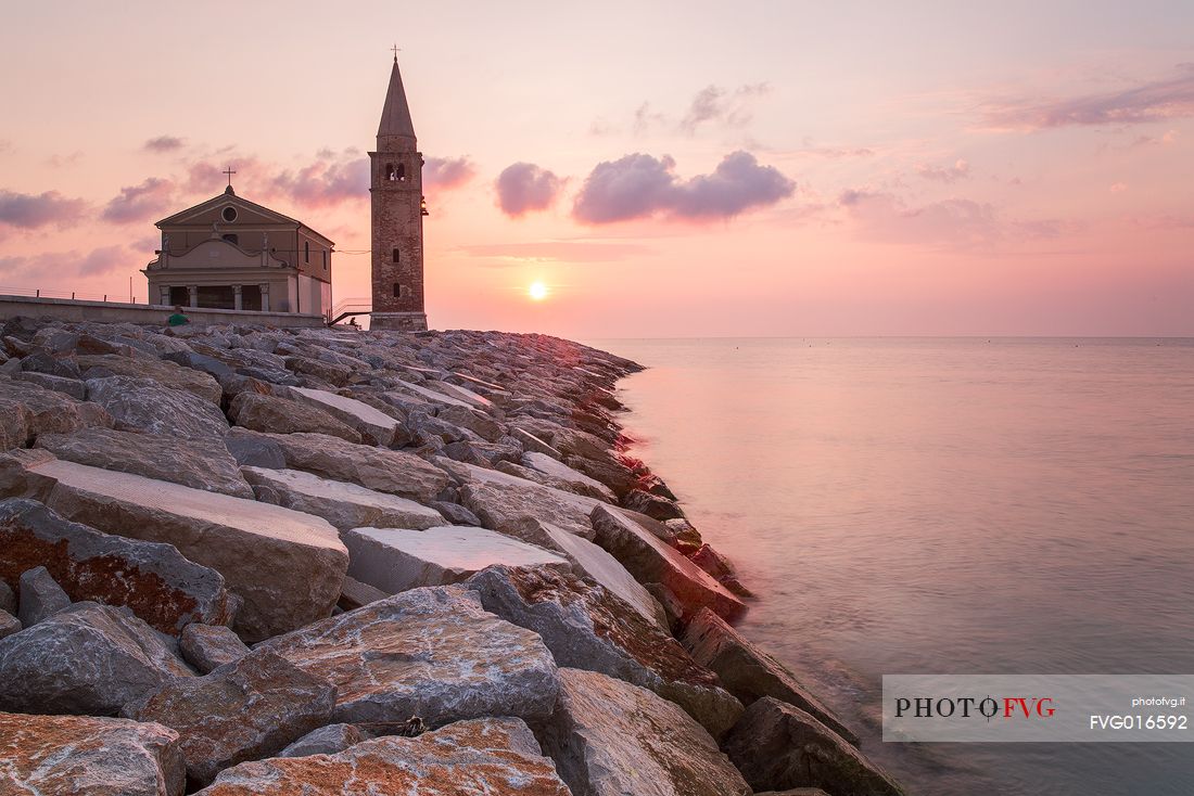 The church of ''Madonna dell'Angelo''during a soft sunrise, in Caorle