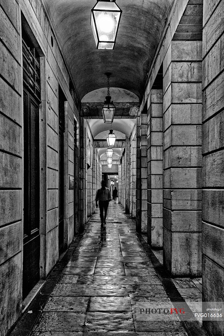 Perspective under the arcades of Udine