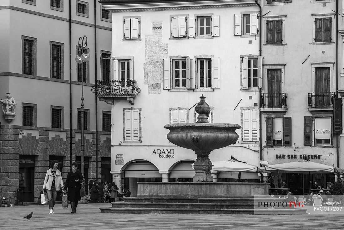 The ancient palaces and the sixteenth-century fountain in San Giacomo square in the center of Udine