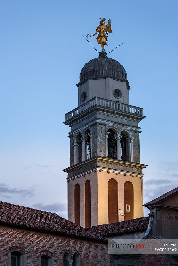 The golden angel of the bell tower of the church of Santa Maria di Castello