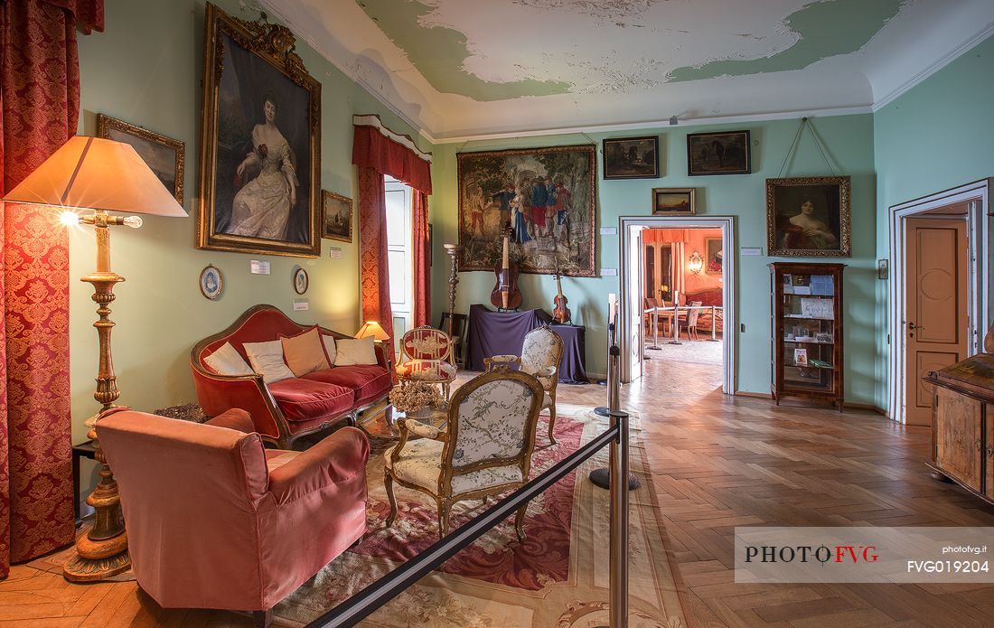 The green living room in the castle of Duino in Trieste
