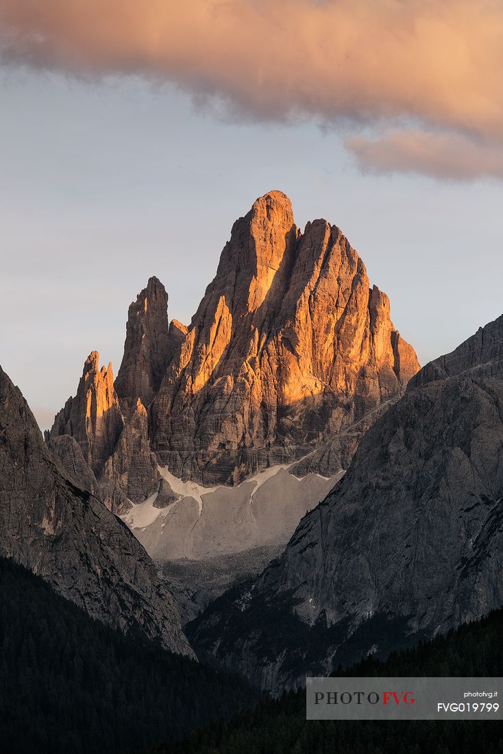 Croda dei Toni or Cima Undici at dawn, dolomites, Italy