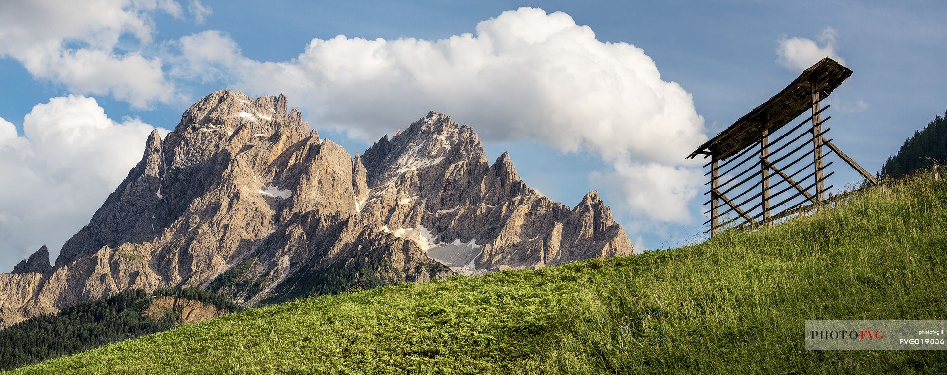 ''Arfa'' of Sesto with Croda Rossa or Cima Dieci and  Cima Undici on background Pusteria valley, Italy