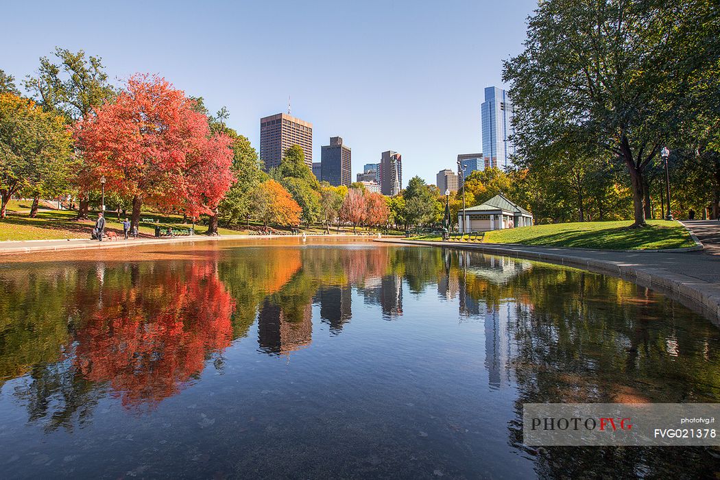 The Boston Common, the oldest public park in the United States located in the heart of Boston, United  States