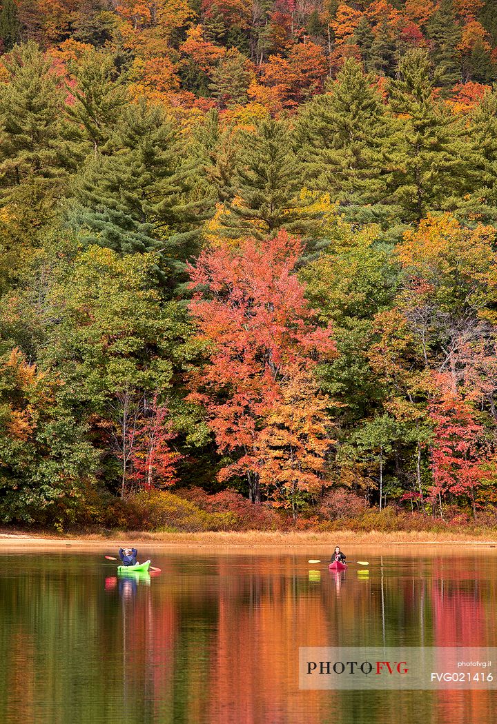 Autumn reflections on the Echo Lake in the Echo lake State Park, New Hampshire, United States
