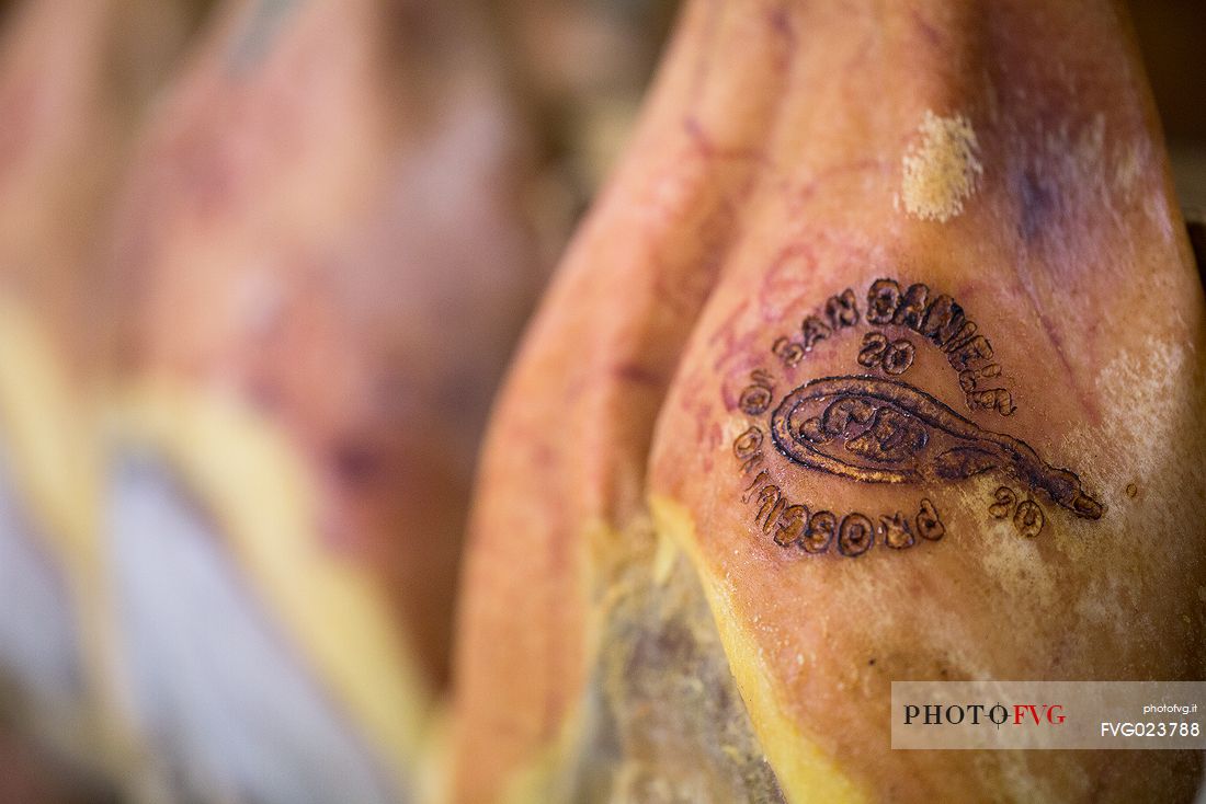 Hams of San Daniele del Friuli in seasoning at the Prolongo ham factory,Italy