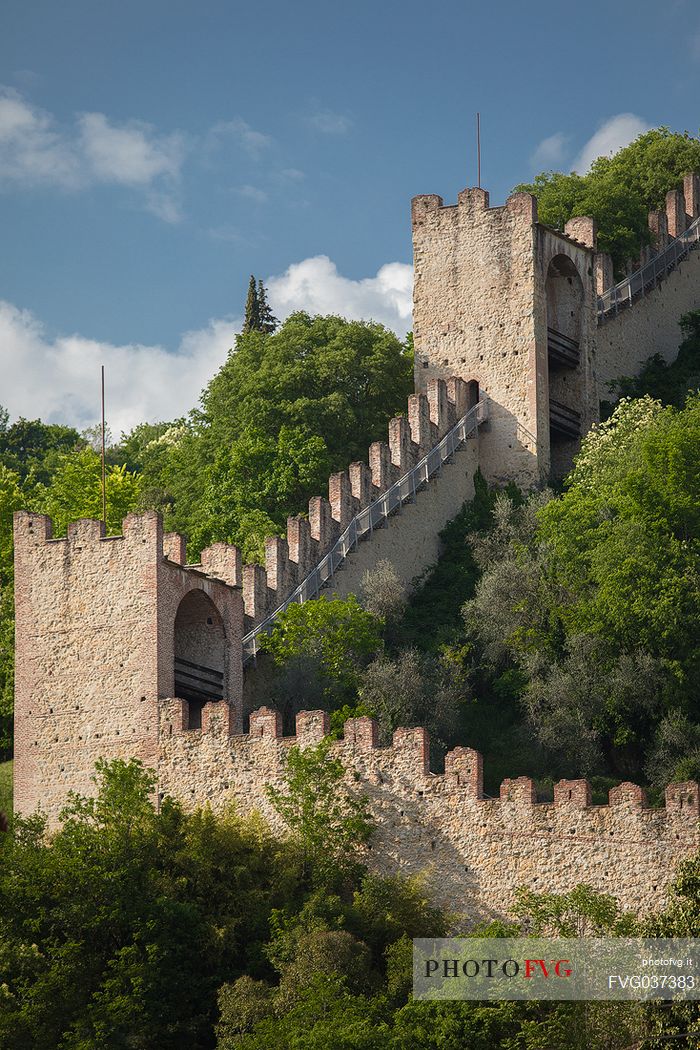 The walls of Castello Superiore (upper castle) that surround the town of Marostica, Veneto, Italy, Europe