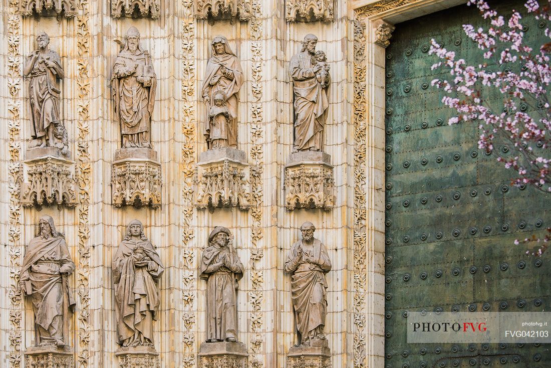 External facade of the Seville Cathedral or Church of Santa Maria della Sede, Seville, Spain, Europe