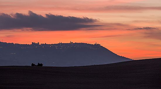 The last light on the hills of Val D'Orcia