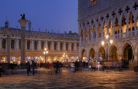 Evening's lights in St  Mark's square in Venice