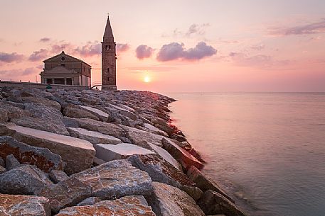 The church of ''Madonna dell'Angelo''during a soft sunrise, in Caorle