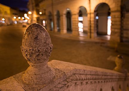 Detail of the Lionello Loggia overlooking the Old Market Street in the historic center of Udine