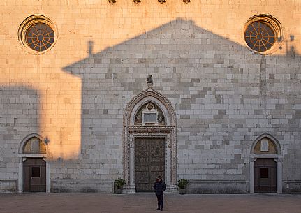 Shadows reflected on the facade of the Cathedral of Cividale del Friuli