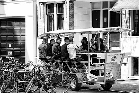A ''beerbike'' along the streets of Amsterdam