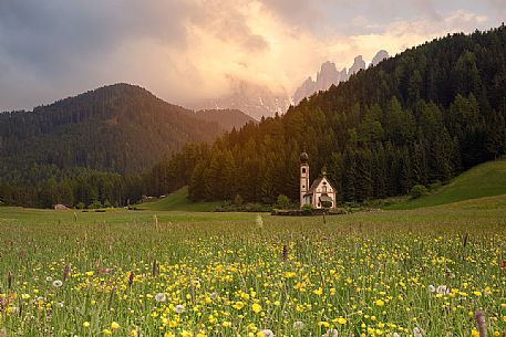 The church of San Giovanni in Ranui in St. Magdalena in Funes valley