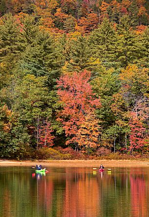 Autumn reflections on the Echo Lake in the Echo lake State Park, New Hampshire, United States