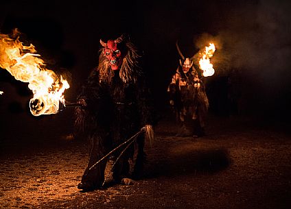 Krampus during the traditional festival. The Krampus are men-wild goats and very disturbing that roam the streets in search of children Krampus during the traditional festival. The Krampus are men-wild goats and very disturbing that roam the streets in search of children
