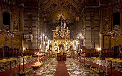 The interior of St Spyridon Serbian Orthodox Temple in Trieste, Italy The interior of St Spyridon Serbian Orthodox Temple in Trieste, Italy