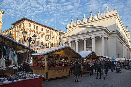 View of St. Antonio cathedral in the christmas day, Trieste, Italy