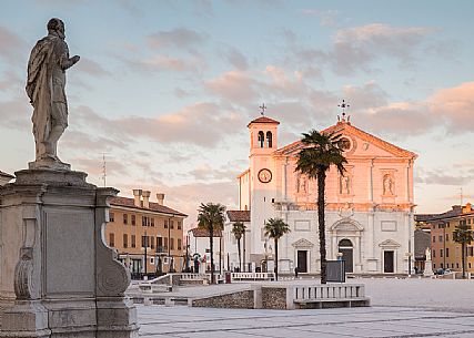 The main square Piazza Grande and the Cathedral of Palmanova at sunset, Italy The main square Piazza Grande and the Cathedral of Palmanova at sunset, Italy